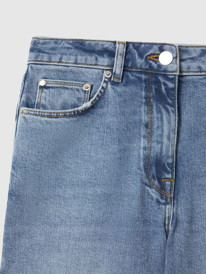 Women Reiss Jeans Selin Mid Rise Straight Leg Jeans Light Blue