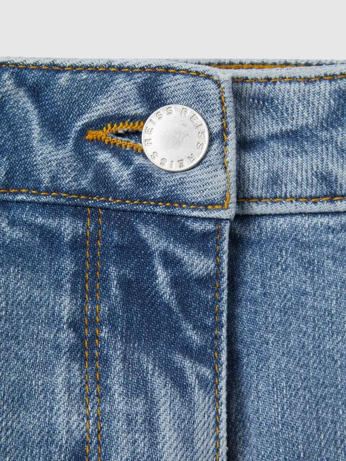 Women Reiss Jeans Selin Mid Rise Straight Leg Jeans Light Blue