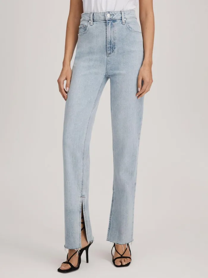 Women Reiss Jeans Straight Leg Split Hem Jeans Gianna Blue