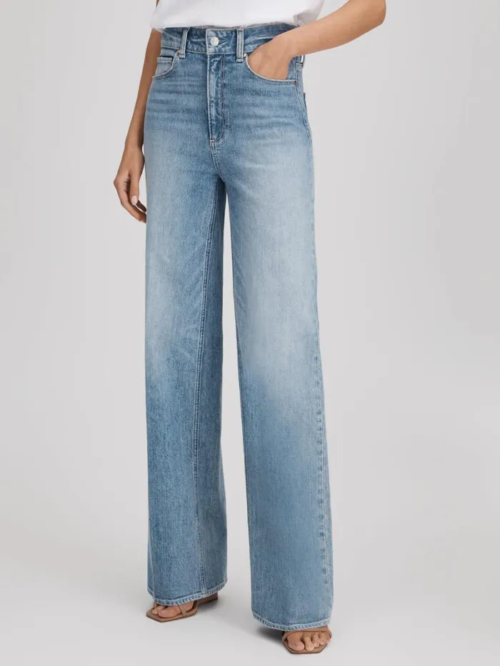 Women Reiss Jeans Wide Leg Distressed Jeans Magnifique Blue