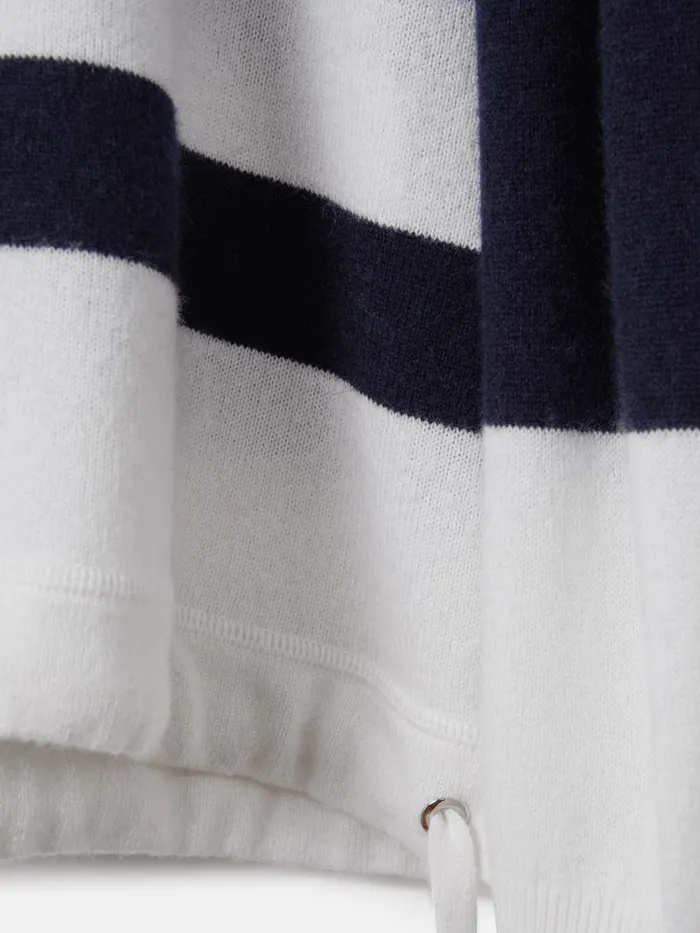 Women Reiss Knitwear Allegra Wool Blend Striped Crew Neck Jumper Whitegrey