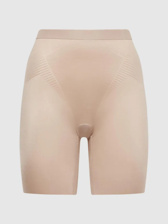 Women Reiss Lingerie Shapewear Firming MidThigh Shorts Champagne