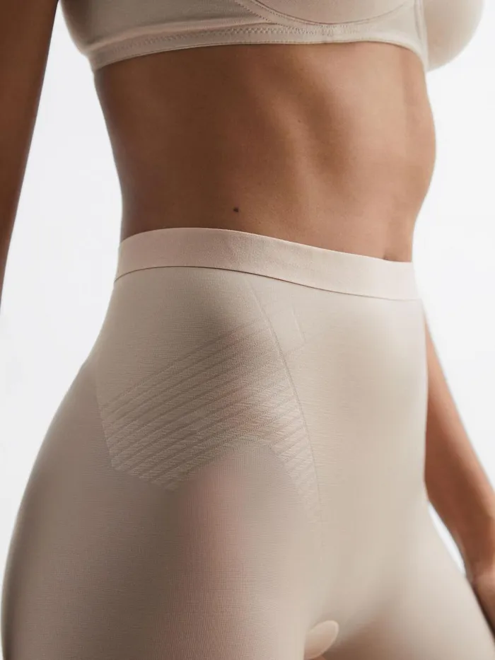 Women Reiss Lingerie Shapewear Firming MidThigh Shorts Champagne