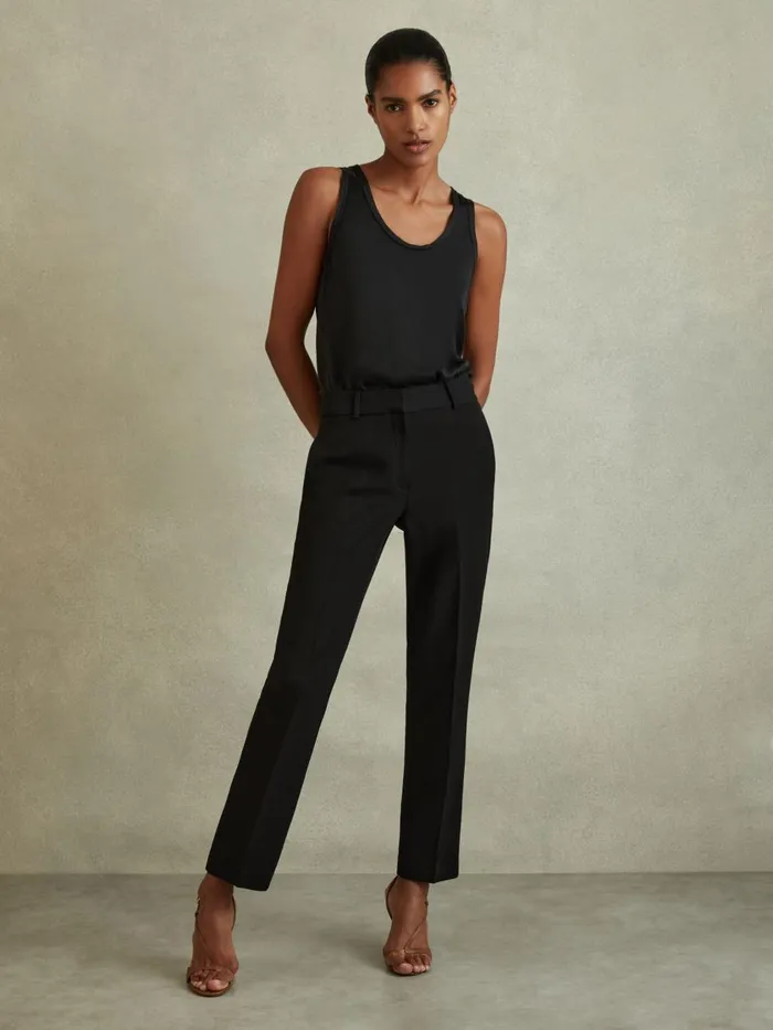 Women Reiss Pants Gabi Slim Fit Suit Trousers Black