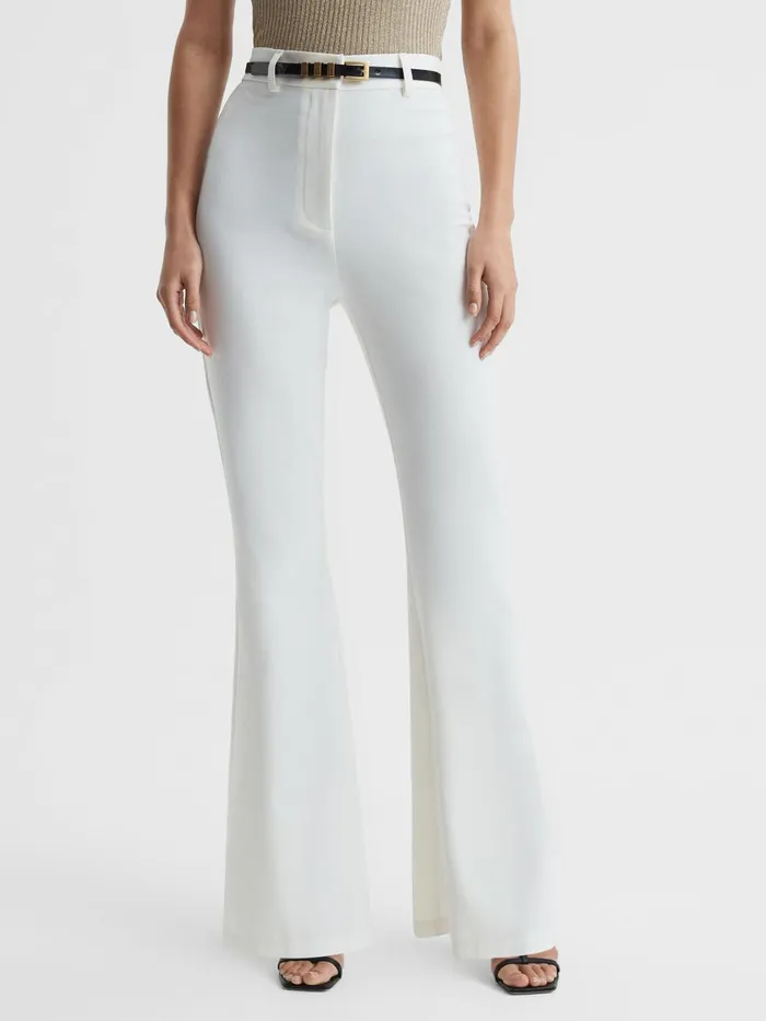 Women Reiss Pants Other High Rise Flared Trousers Cream