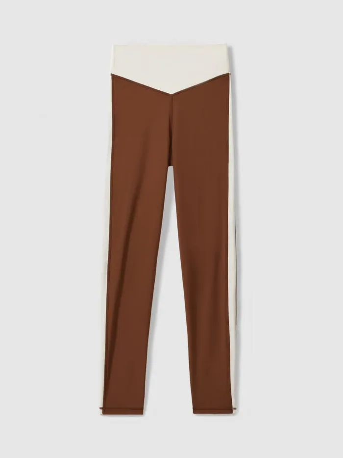 Women Reiss Pants Upside High Rise Colourblock Leggings Chestnut