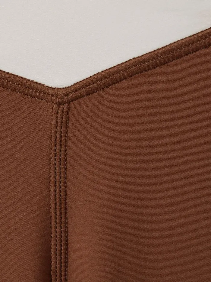 Women Reiss Pants Upside High Rise Colourblock Leggings Chestnut