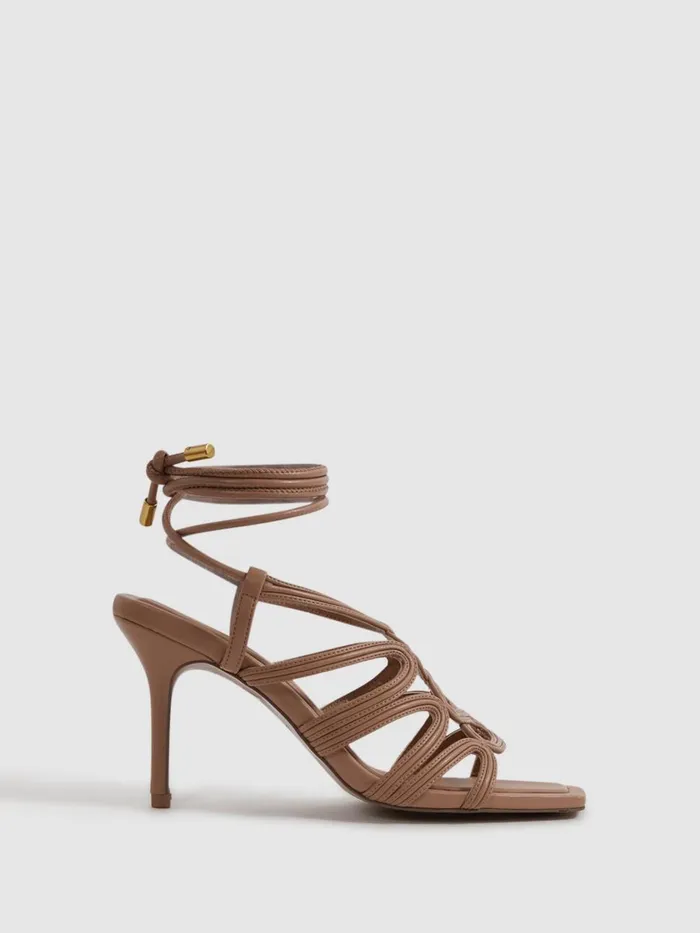 Women Reiss Sandals Keira Strappy Open Toe Heeled Sandals Nude