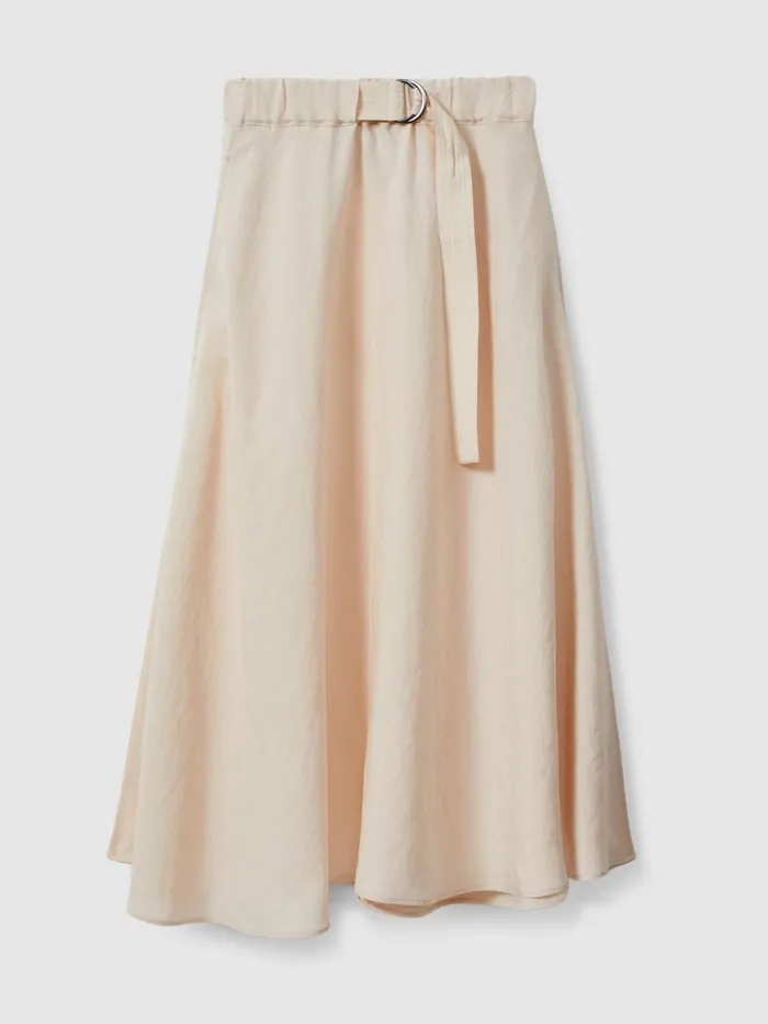 Women Reiss Skirts Kori Belted Parachute Midi Skirt Cream