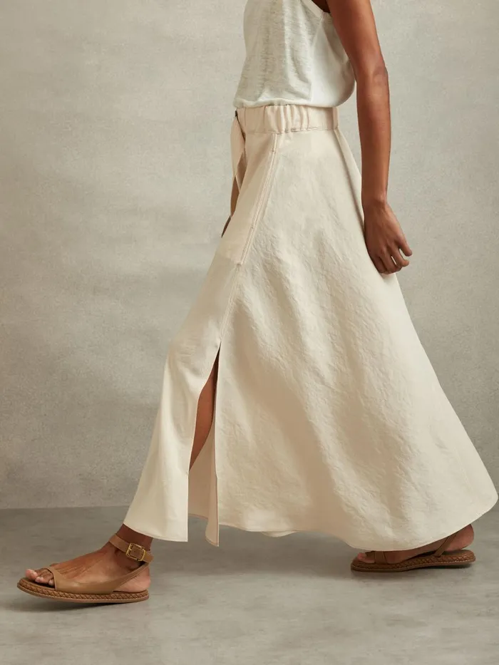 Women Reiss Skirts Kori Belted Parachute Midi Skirt Cream