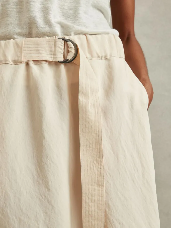 Women Reiss Skirts Kori Belted Parachute Midi Skirt Cream