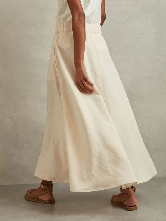 Women Reiss Skirts Kori Belted Parachute Midi Skirt Cream