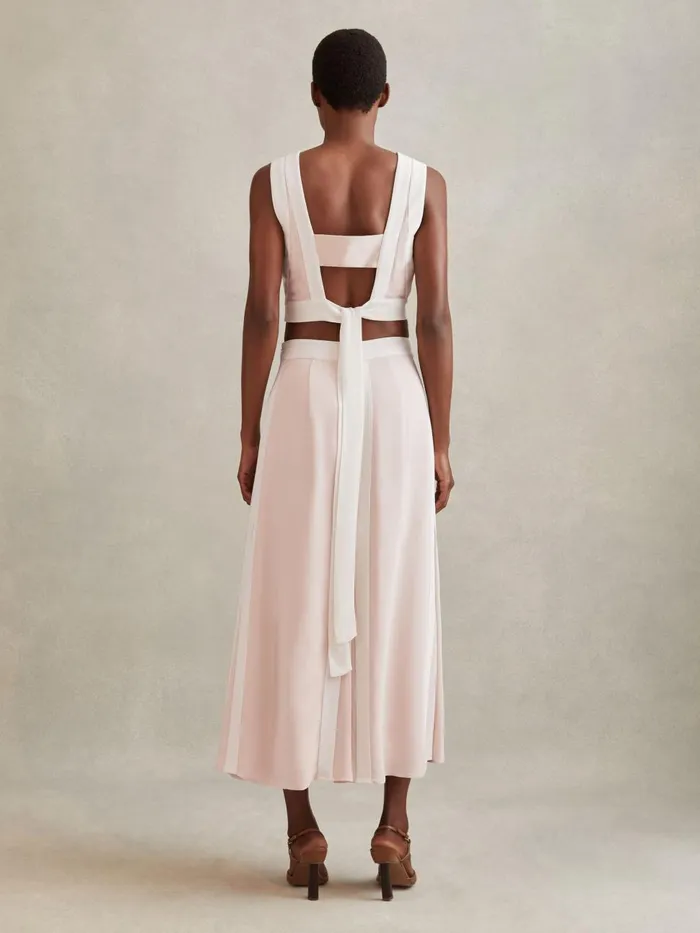 Women Reiss Skirts Rosalia Contrast Trim CoOrd Midi Skirt Nudeivory