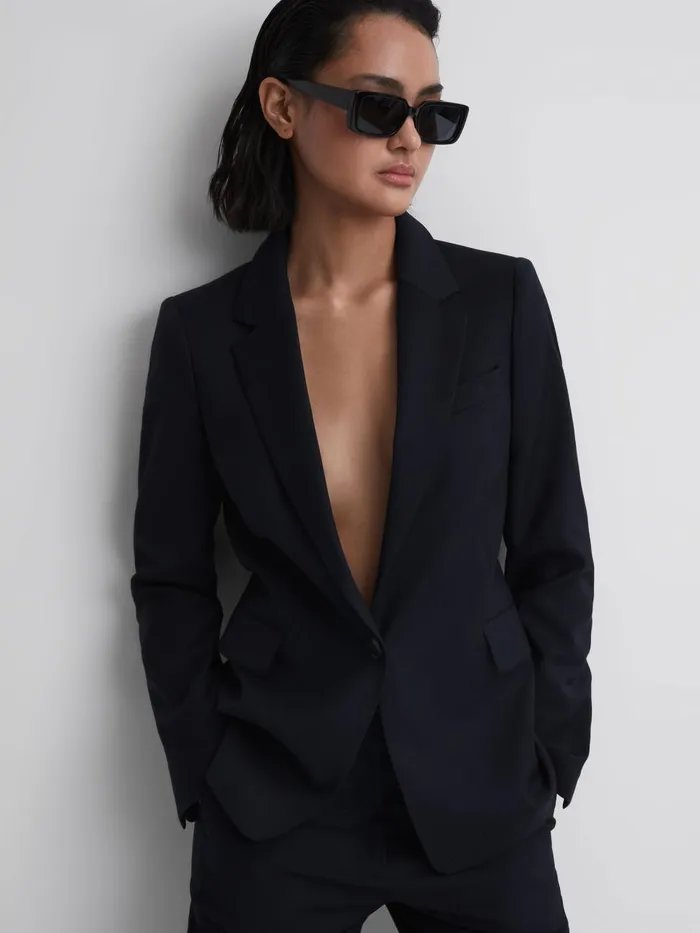 Women Reiss Suits and Tailoring Haisley Single Breasted Suit Blazer Navy