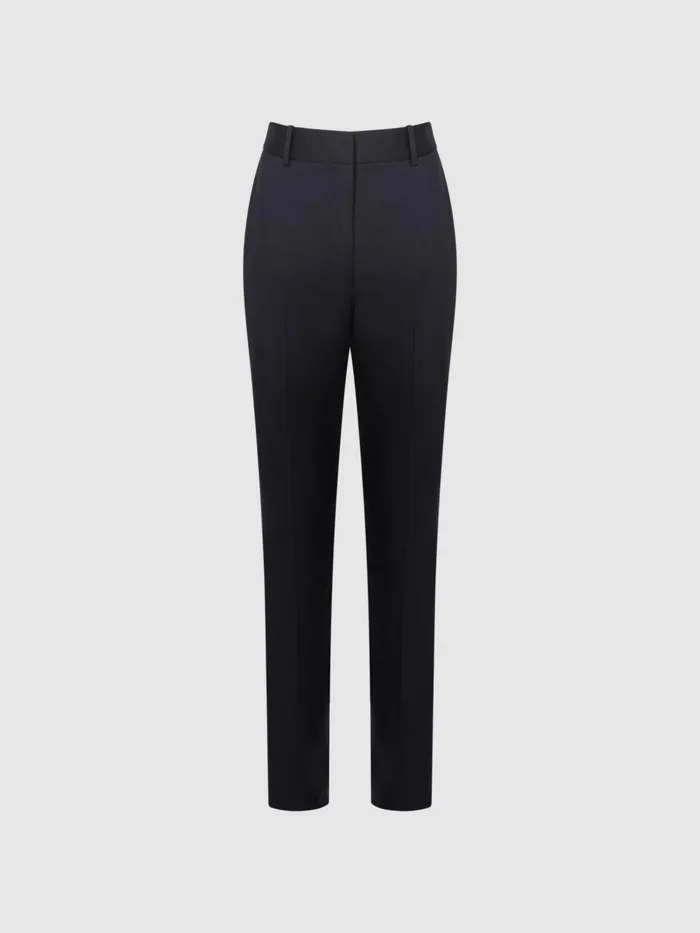 Women Reiss Suits and Tailoring Haisley Wool Blend Tapered Suit Trousers Navy