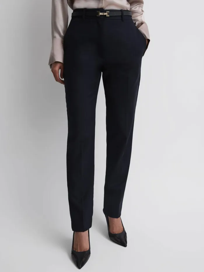 Women Reiss Suits and Tailoring Haisley Wool Blend Tapered Suit Trousers Navy