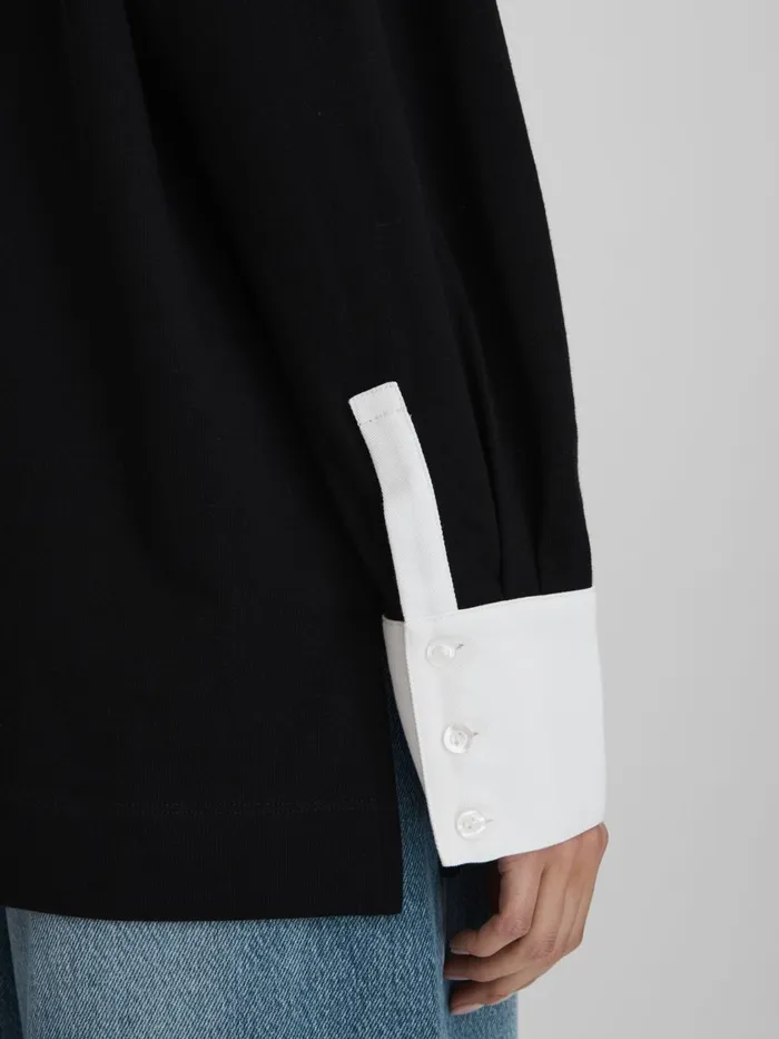 Women Reiss Sweats Hoodies and Joggers Aspen Oversized Cotton Open Collar Jumper Blackwhite