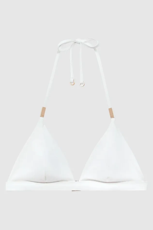 Women Reiss Swimwear Ripley Triangle Halterneck Bikini Top White