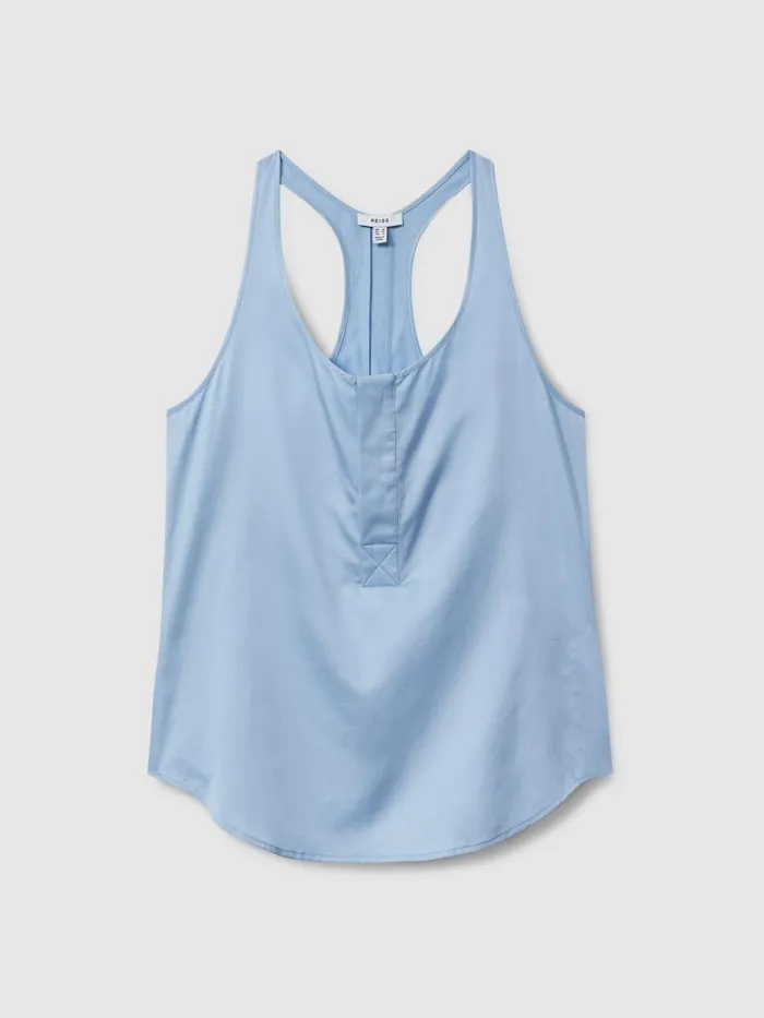 Women Reiss Vests Eira Relaxed Cotton Scoop Neck Vest Blue