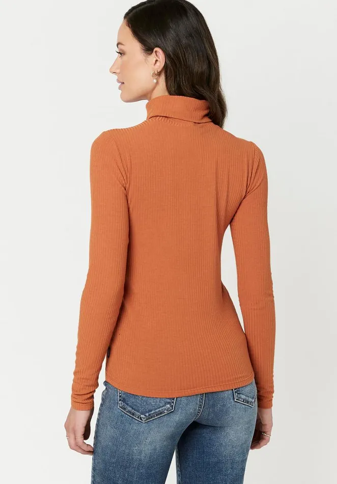 Women Ribbed Mavra Turtleneck Spice Brown Buffalo David Bitton Sweaters