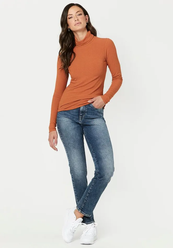 Women Ribbed Mavra Turtleneck Spice Brown Buffalo David Bitton Sweaters