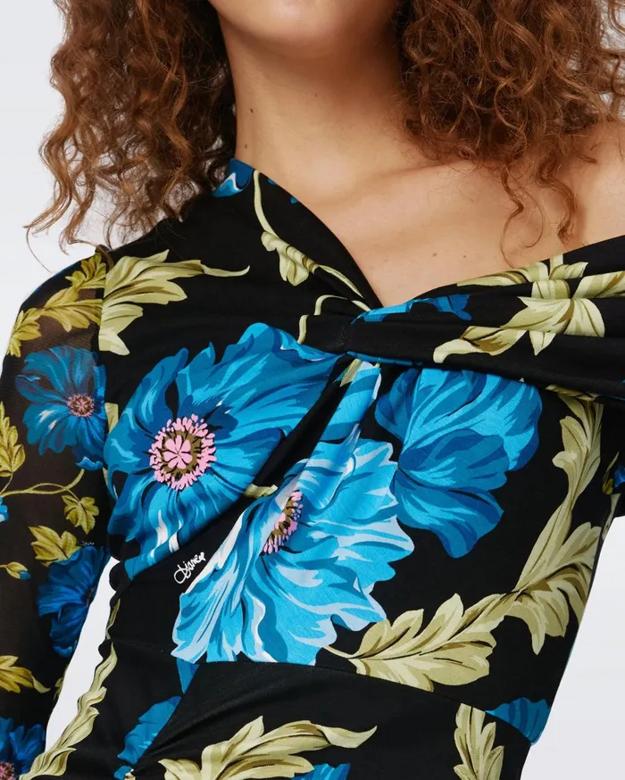 Women Rich Dress Huge And Tiny Hendrix Floral Dark Teal DVF Dresses