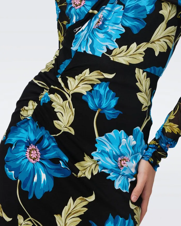 Women Rich Dress Huge And Tiny Hendrix Floral Dark Teal DVF Dresses