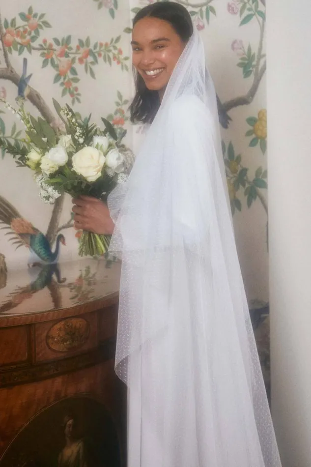 Women RIXO All Bridal Lavina Mesh Veil Ivory