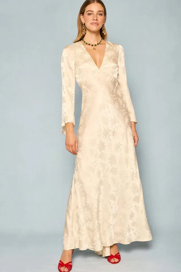 Women RIXO All Bridal Rosabella Silk Gown Daisy Jacquard Ivory