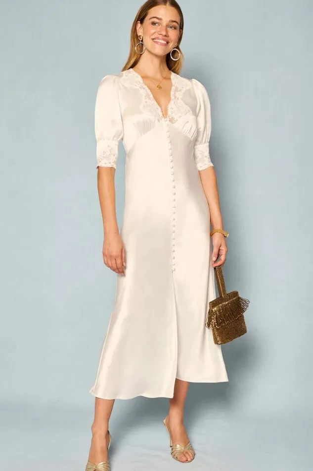 Women RIXO All Bridal Simone Midi Dress Ivory