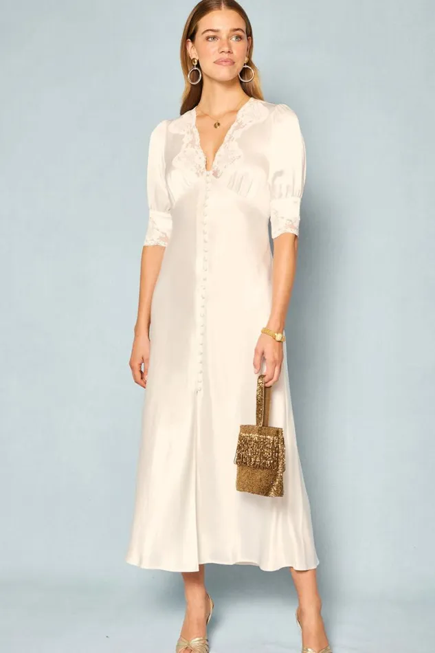 Women RIXO All Bridal Simone Midi Dress Ivory