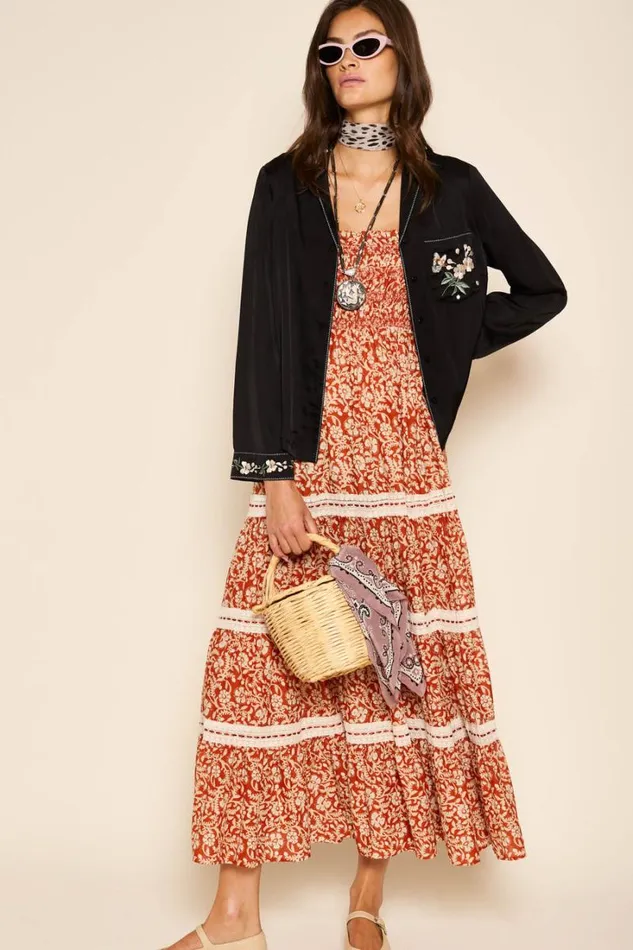 Women RIXO All Clothing Aubrie Cotton Midi Dress Sarasa Rose Copper