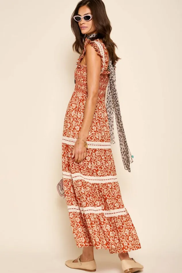 Women RIXO All Clothing Aubrie Cotton Midi Dress Sarasa Rose Copper
