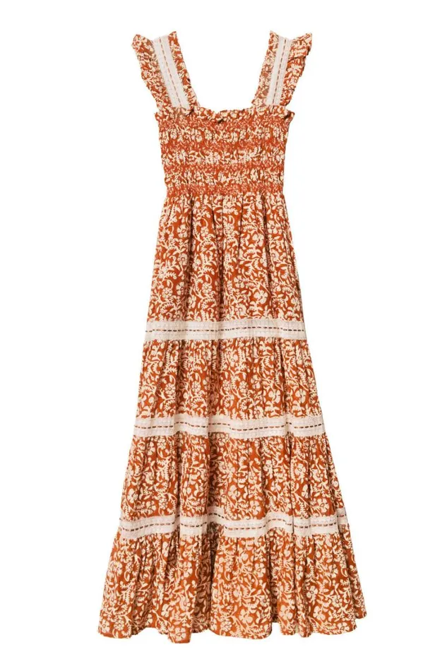 Women RIXO All Clothing Aubrie Cotton Midi Dress Sarasa Rose Copper