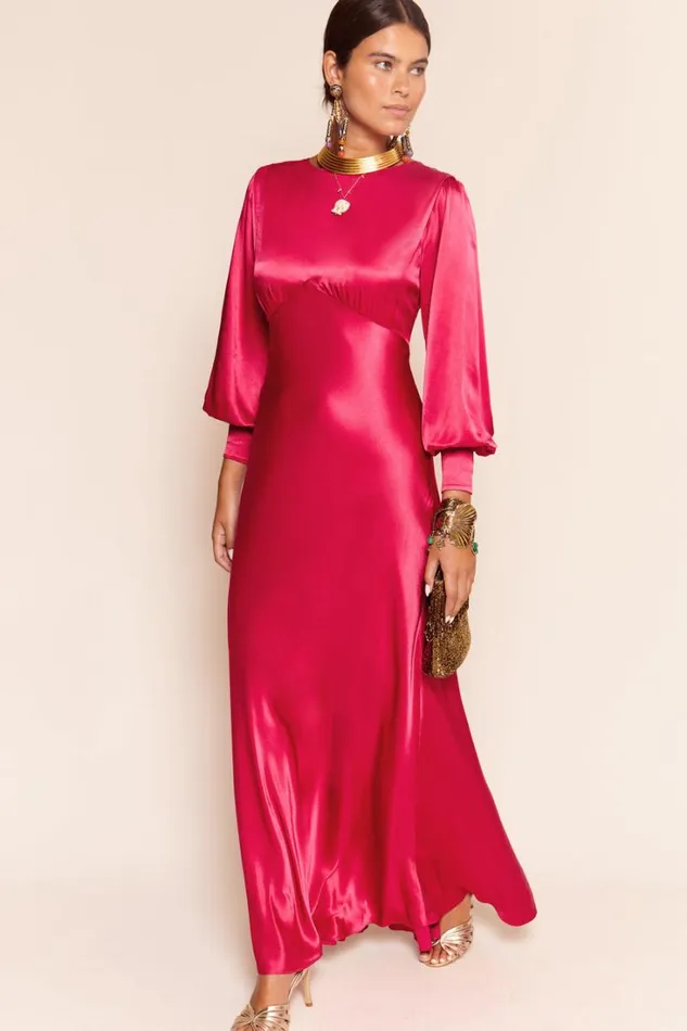 Women RIXO All Clothing Marni Satin Gown Raspberry