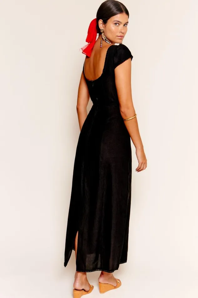 Women RIXO All Clothing Tahlee Midi Dress Bouquet Embroidery Black