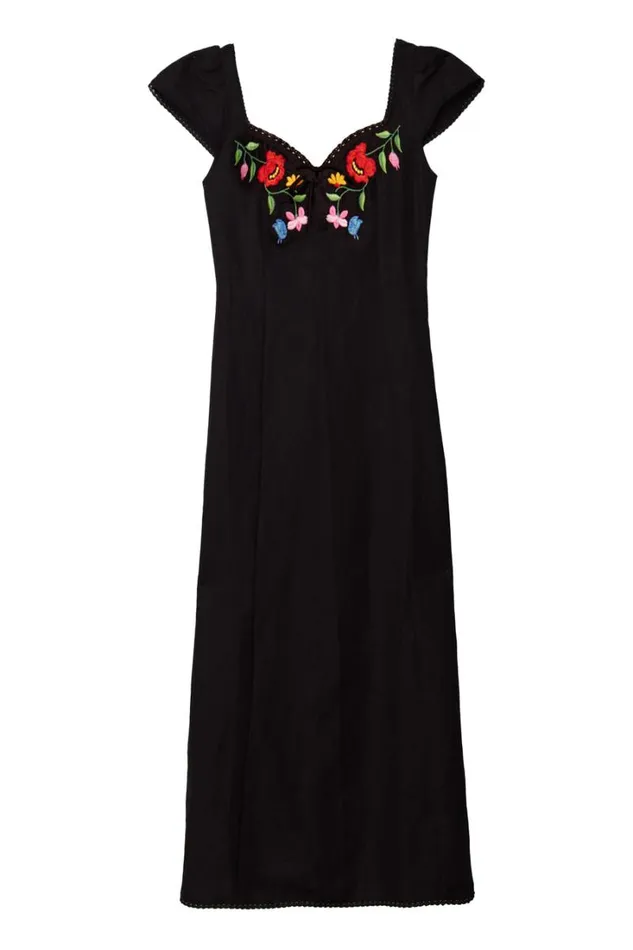 Women RIXO All Clothing Tahlee Midi Dress Bouquet Embroidery Black