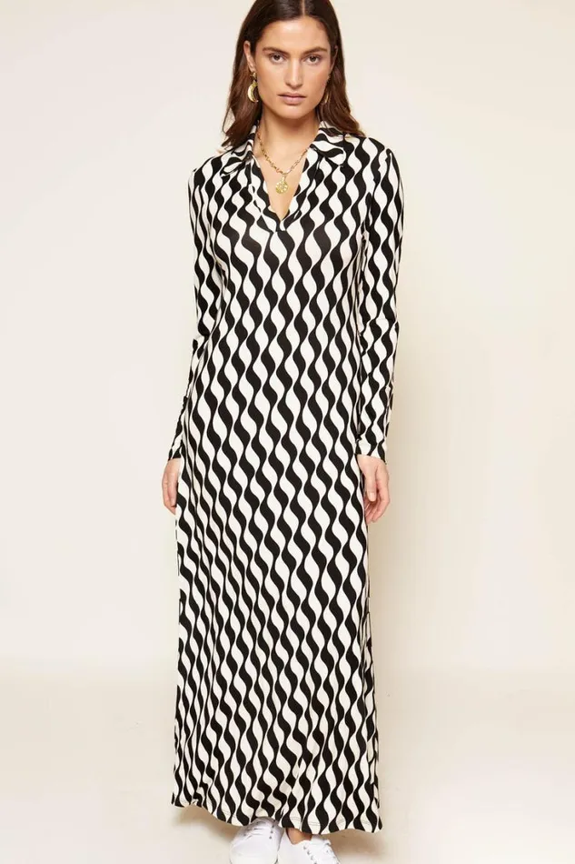 Women RIXO All Clothing Tillie Jersey Midi Dress Mono Wave