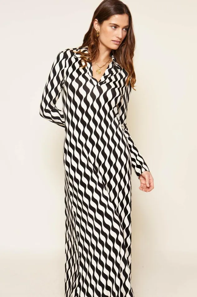Women RIXO All Clothing Tillie Jersey Midi Dress Mono Wave