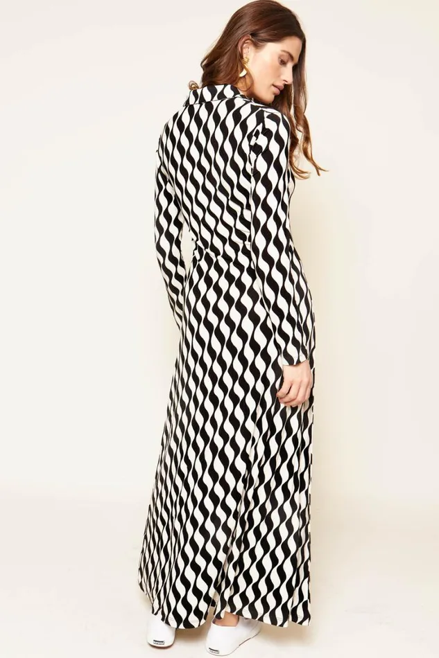 Women RIXO All Clothing Tillie Jersey Midi Dress Mono Wave