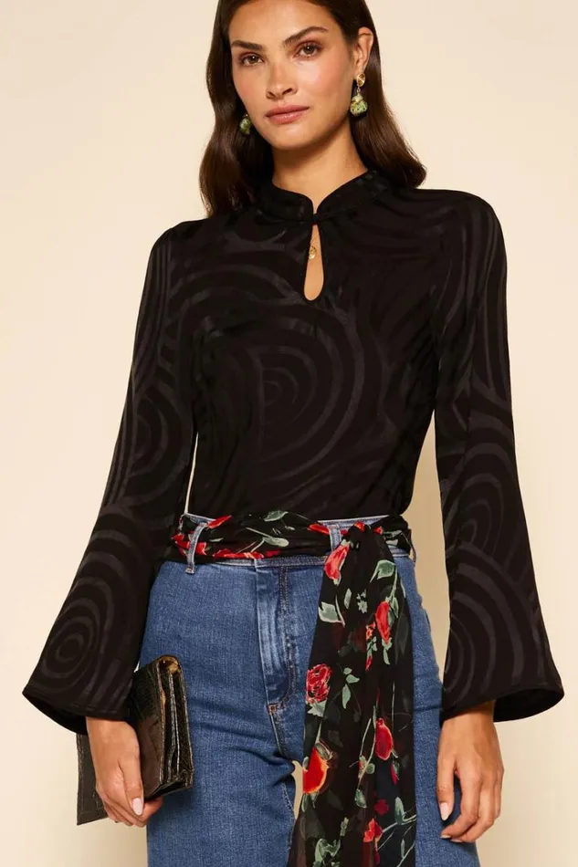 Women RIXO All Clothing Wylder Top Whirlpool Jacquard Black