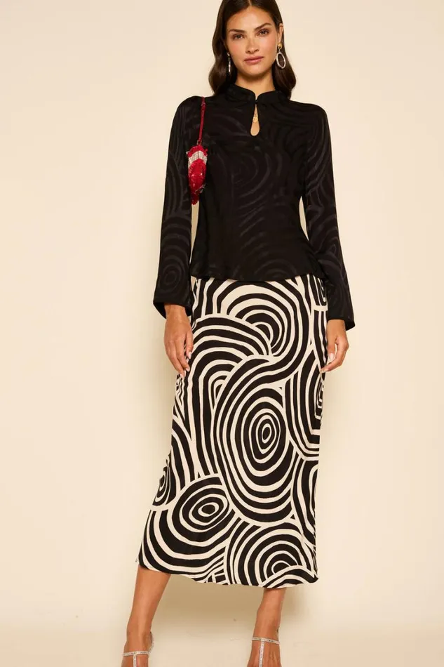 Women RIXO All Clothing Wylder Top Whirlpool Jacquard Black