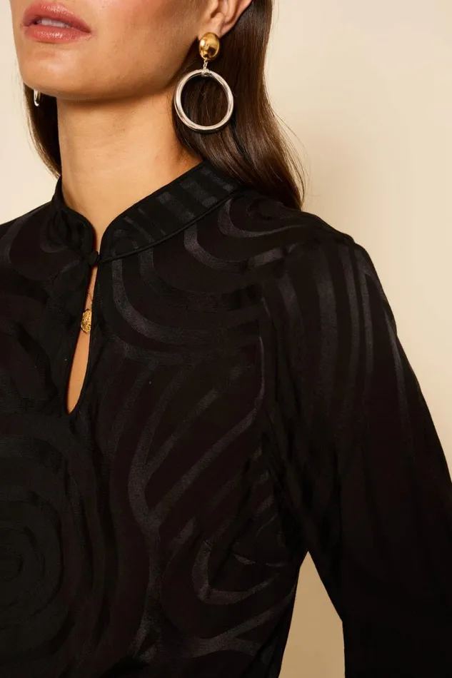 Women RIXO All Clothing Wylder Top Whirlpool Jacquard Black