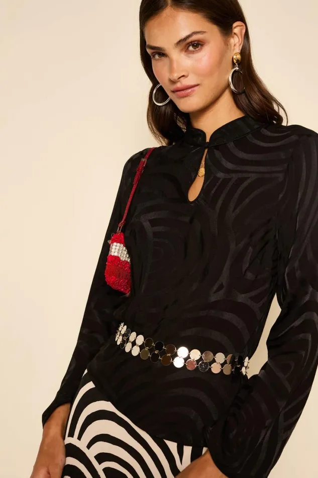 Women RIXO All Clothing Wylder Top Whirlpool Jacquard Black