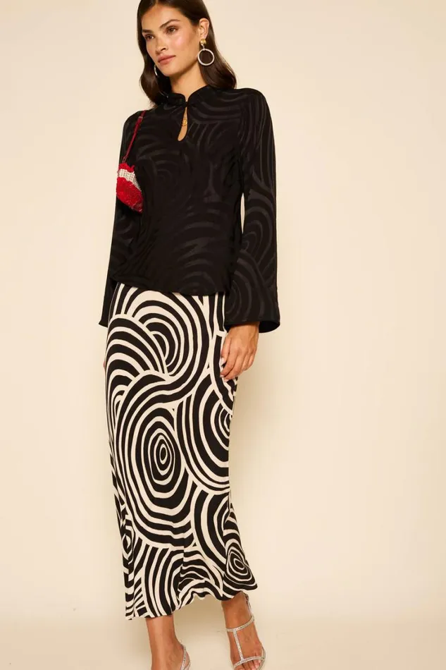 Women RIXO All Clothing Wylder Top Whirlpool Jacquard Black