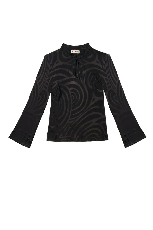 Women RIXO All Clothing Wylder Top Whirlpool Jacquard Black