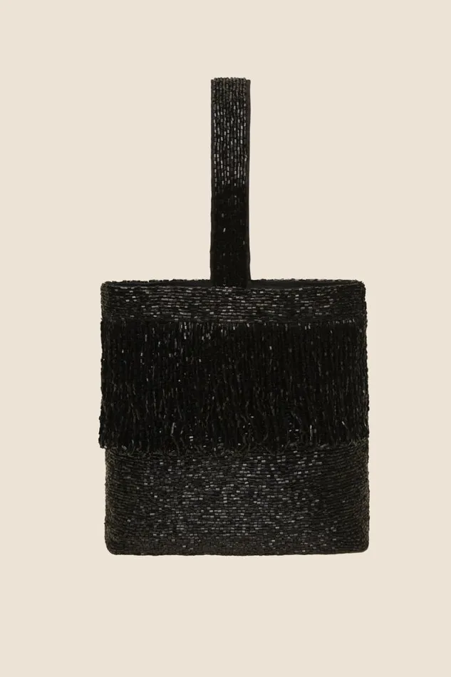 Women RIXO All Occasion Zenni Beaded Bucket Bag Black