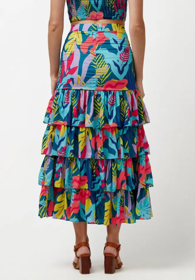 Women Ruffled and Tiered Milan Skirt Rainforest Lake Buffalo David Bitton Dresses and Jumpsuits