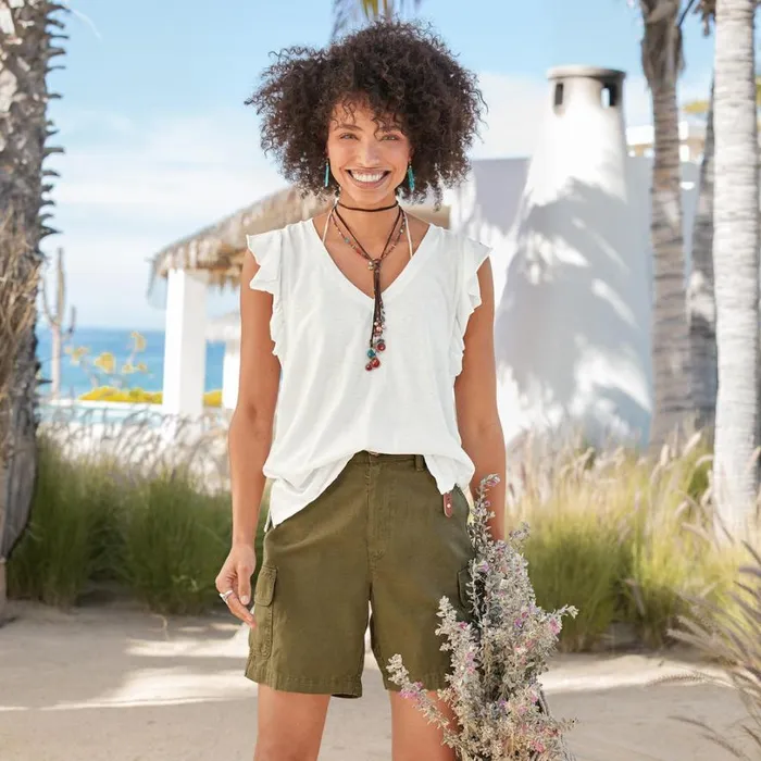 Women Safari Dream Tencel Shorts Petite Olive Sundance Catalog Pants and Shorts