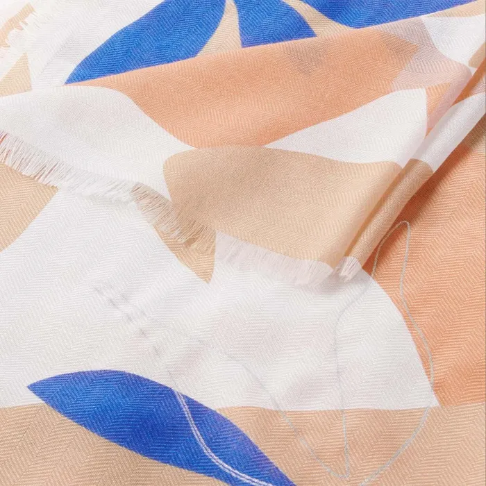 Women Scarves and Womenswear Katie Loxton Botanical Printed Foil Scarf 8211 Coral Cobalt Blue And Silver